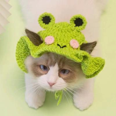 Головной убор для питомца, вязаная шапка для кошки, реквизит для косплея, головной убор