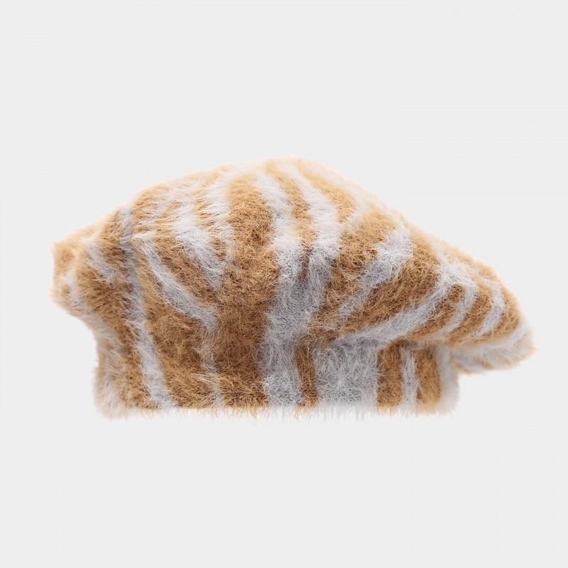Womens Winter Striped Beret Hat Fashion Artist Cap Street Casual Trendy Accessory