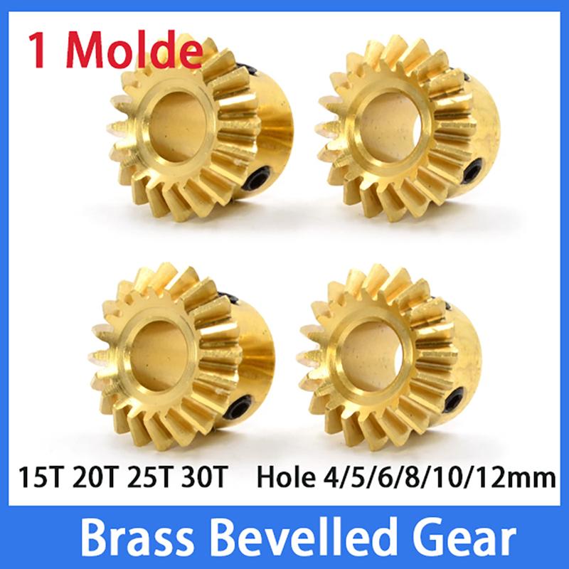 Brass Umbrella Gear 90 Degree Bevel Gear 1 Mold Straight Tooth 15T 20T 25T 30T Gear Hole 4/5/6/8/10/12mm Mechanical Transmission