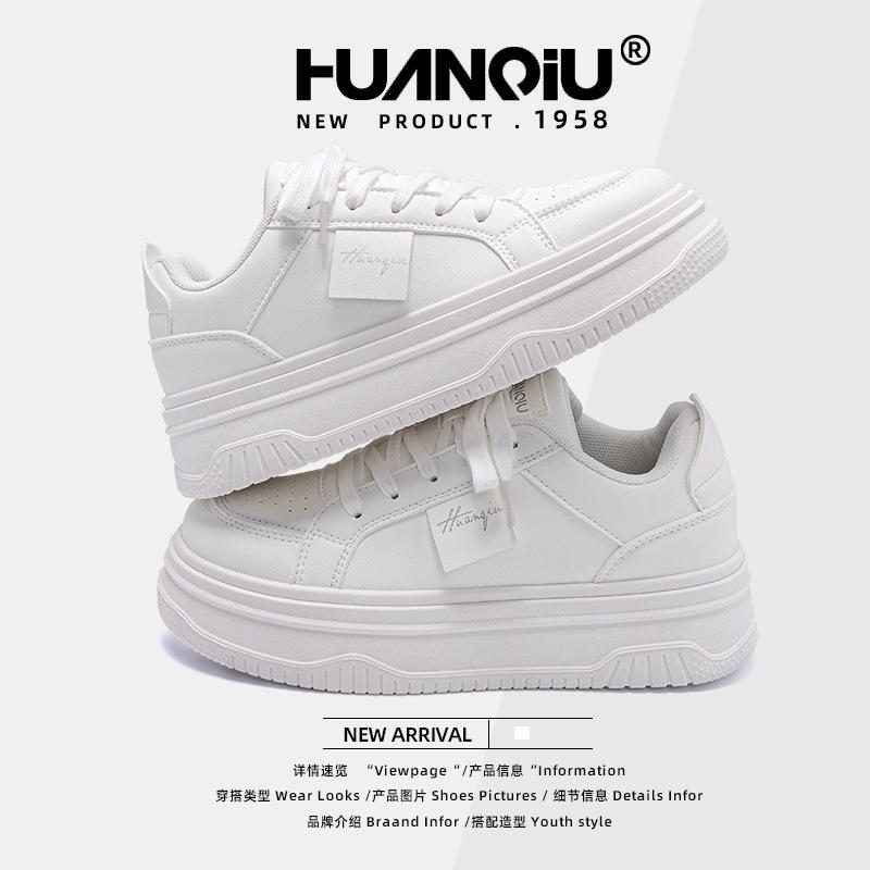 Global Student Platform White Shoes Women's ZHQ68022 Spring New Women's Shoes Trend Korean Version Heightening Casual Board Shoes