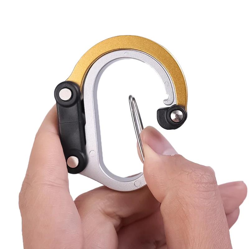 D-образный карабин, пряжка из сплава с вращением на 360 градусов, зажим для крючка для рюкзака, брелок для ключей, снаряжение для альпинизма на открытом воздухе, многоцелевое