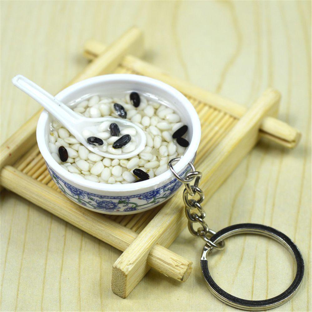 Cute Bowl Mini Chinese Food Food Keychain Key Ring Simulation