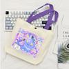 KPop Demon Hunters GIRLS Canvas Shopping Bags Women Cotton Tote Bags Reusable Cartoon Letter Shoulder Bag Grocery Handbag Beige
