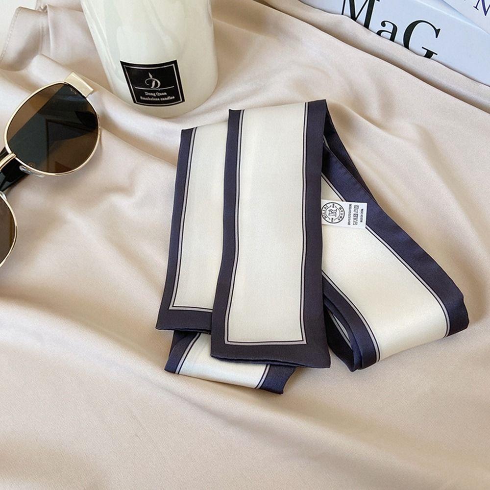 Ribbon Headband Printing Tie French Printed Scarf Silk Scarf Korean Style Scarves Small Long Scarf
