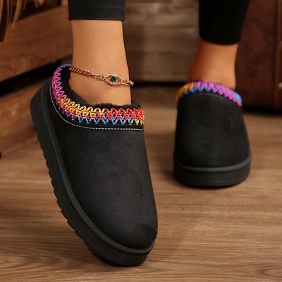 Модные женские шерстяные тапочки, теплые шерстяные низкие сапоги на платформе, женские черные тапочки, уличные нескользящие ботинки для женщин, большой размер 44