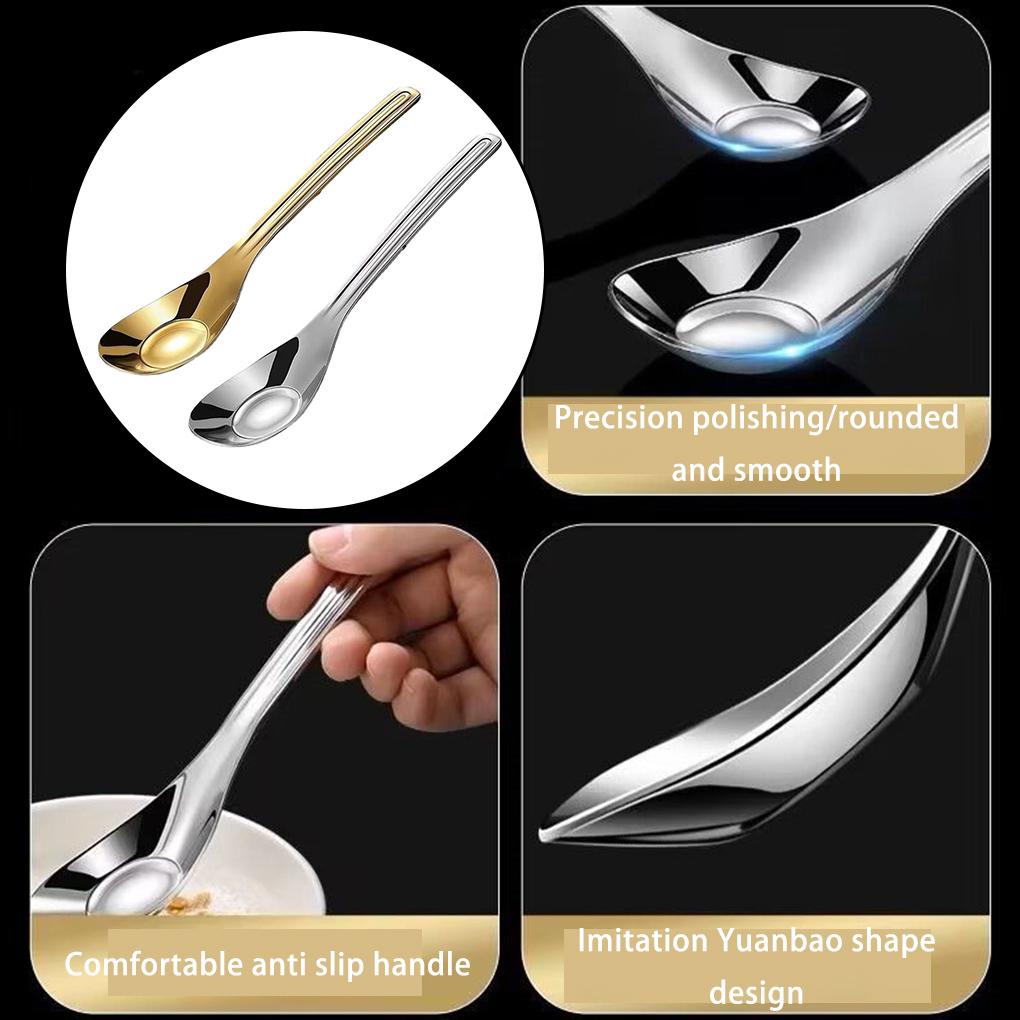Ложка для кормления ребенка, зеркальная полированная, моющаяся, антикоррозийная, гладкая, однотонная, нескользящая ручка, кухонная ложка для супа, каши, инструмент