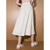 Coolhut2025 Summer Layered Elastic Waist Mid-Length Solid Color A-Line White Skirt Loose Casual