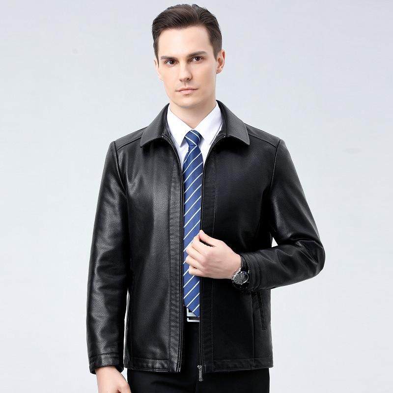 Весна и осень, новая куртка из натуральной кожи, мужская куртка с лацканами, для среднего возраста, деловая, повседневная, из натуральной овчины, пальто