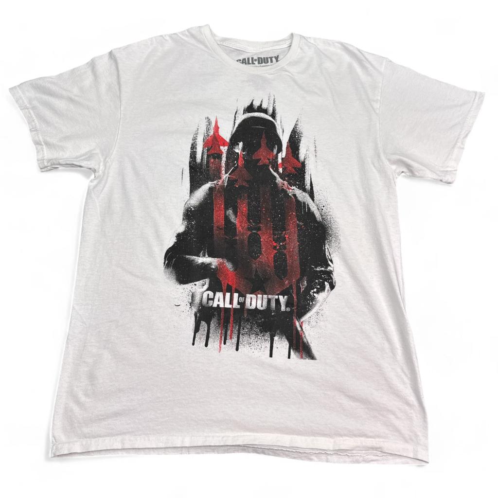 Call of Duty T Shirt Adult Size Large White Big Print VTG Style Logo Graphic Tee