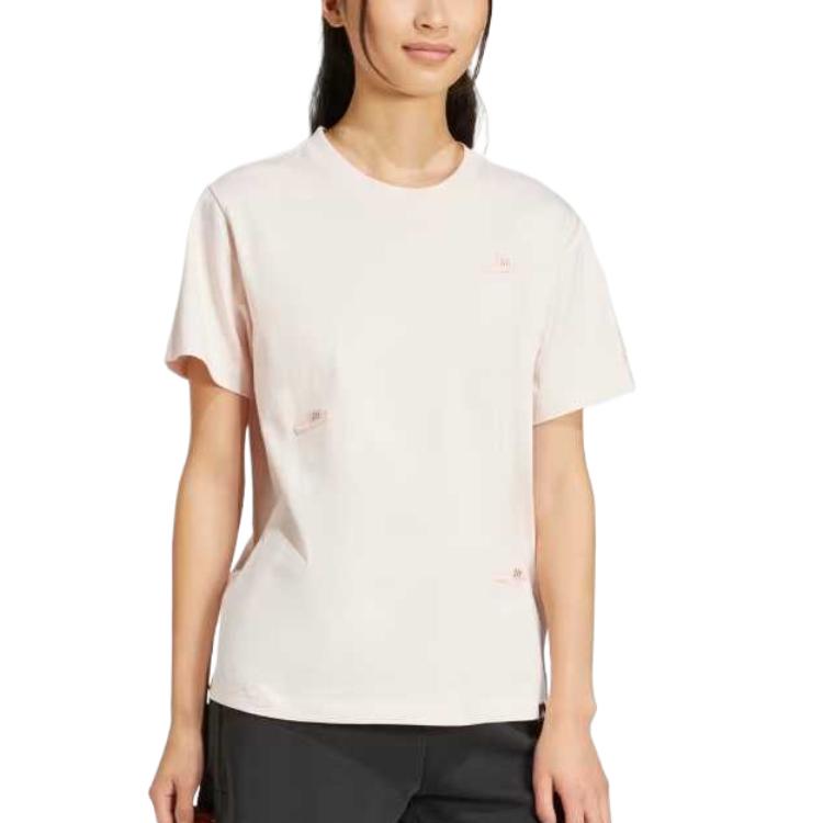 Adidas Спортивная одежда Домашние тапочки Быстросохнущие Впитывающие пот Удобные Мягкие Обычная футболка Женские топы Magical-Quartz JN8270