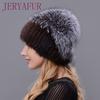JERYAFUR Женская модная зимняя шапка из натурального меха норки и чернобурки