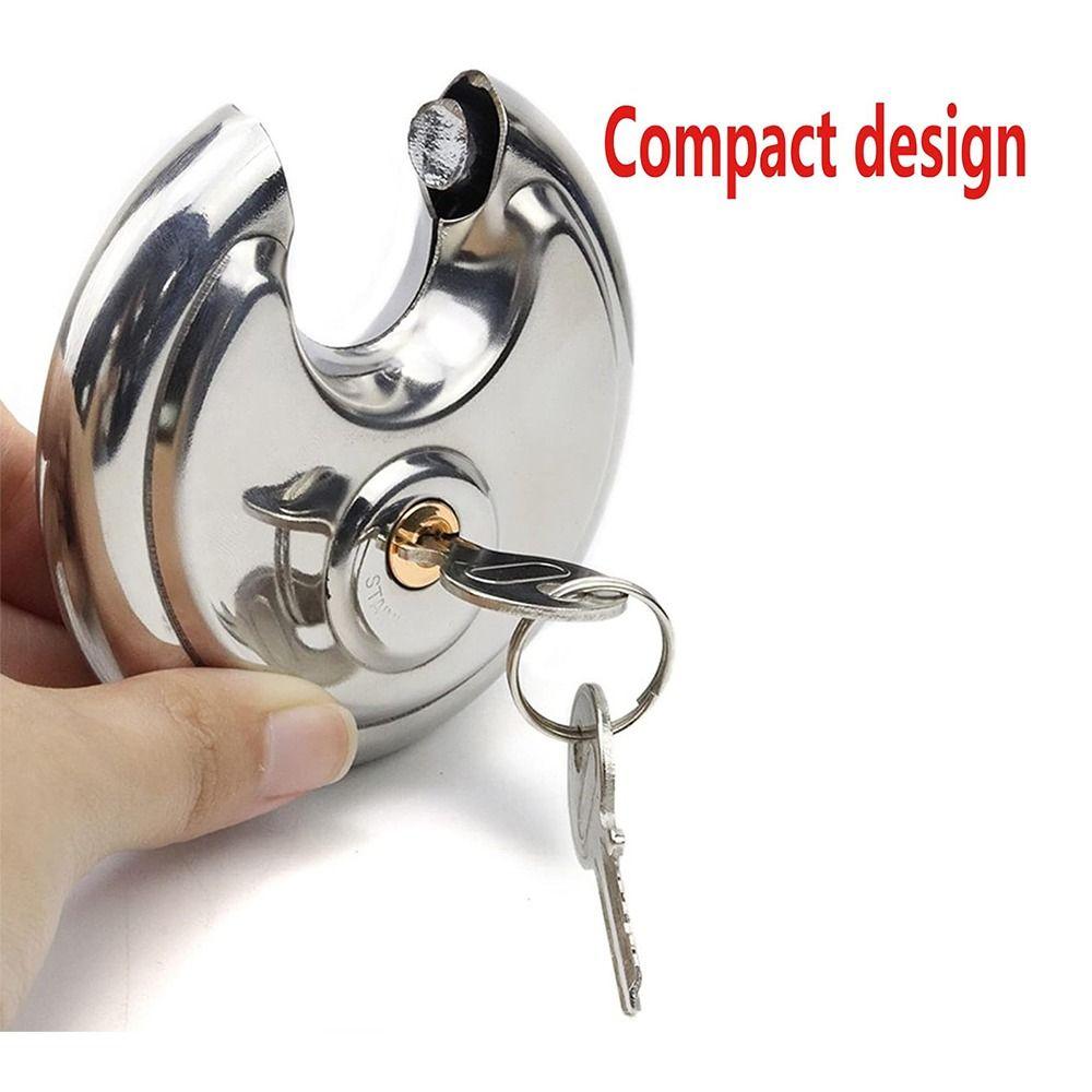 Stainless Steel Round Disc Lock with 2 Keys Security Lock Disc Locking Padlock  Outdoor Use