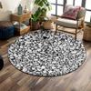 Pebble Pattern Black and White Carpet Print Round Rug, Living Room, Bedroom, Playroom Carpet, Non Slip Floor Mat, Gift