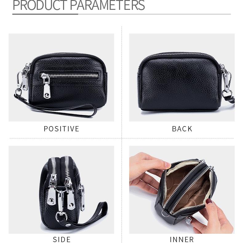 Bison Denim Модный женский кошелек с двойной молнией, небольшой кошелек для монет