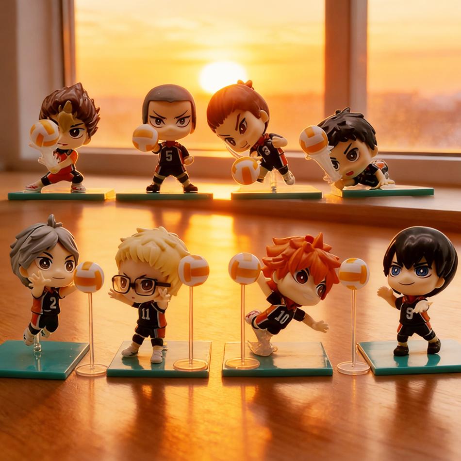 8 Pcs Haikyuu Multi-character Figures Cute Anime Desktop Decor Collectible Model Toys Children's Gifts Support