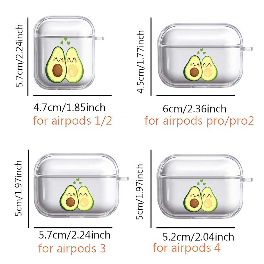 Зеленый чехол-авокадо для Airpods Pro 3 4 Pro3 Pro2 2 1 Прозрачные чехлы-заглушки для наушников