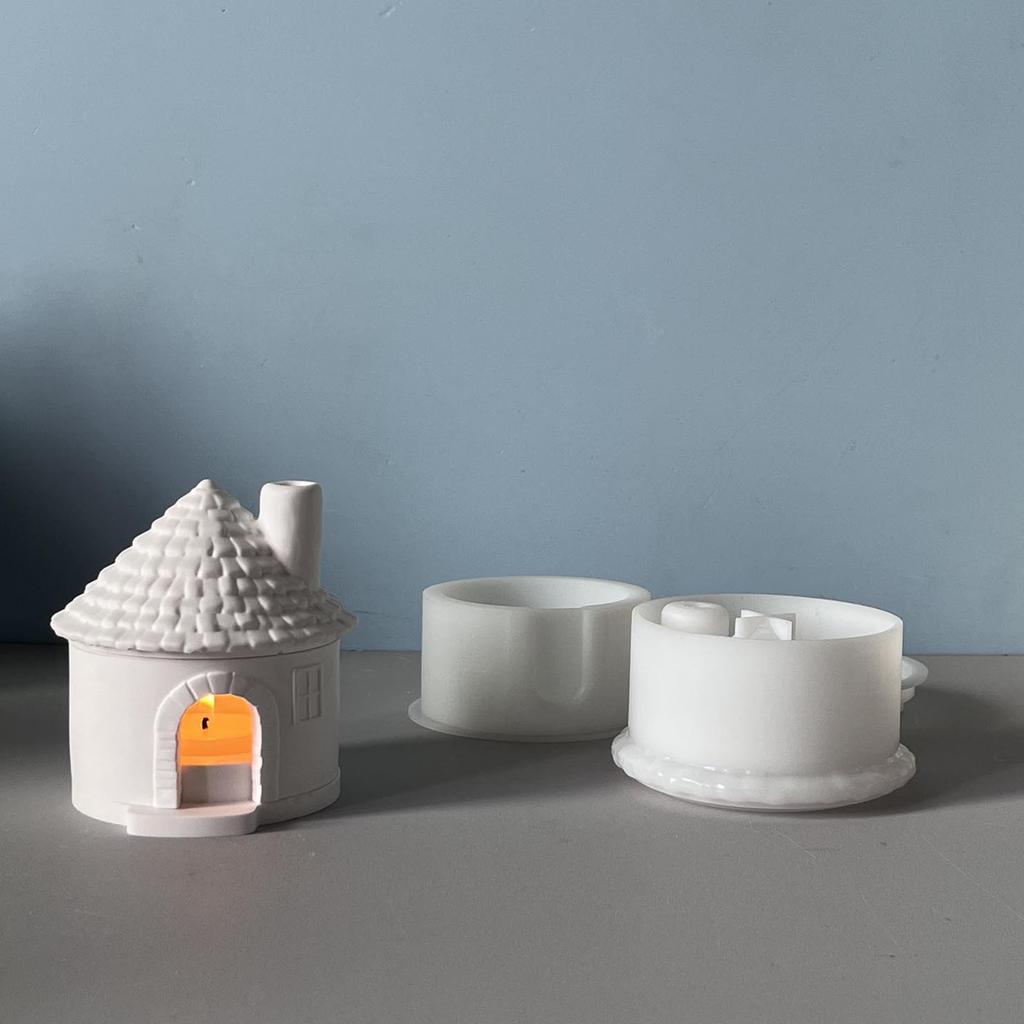 Форма Домика Силиконовая Форма для Подсвечника-Таблетки из Эпоксидной Смолы Держатель для Чайной Свечи Декорация Многоцелевые Силиконовые Формы