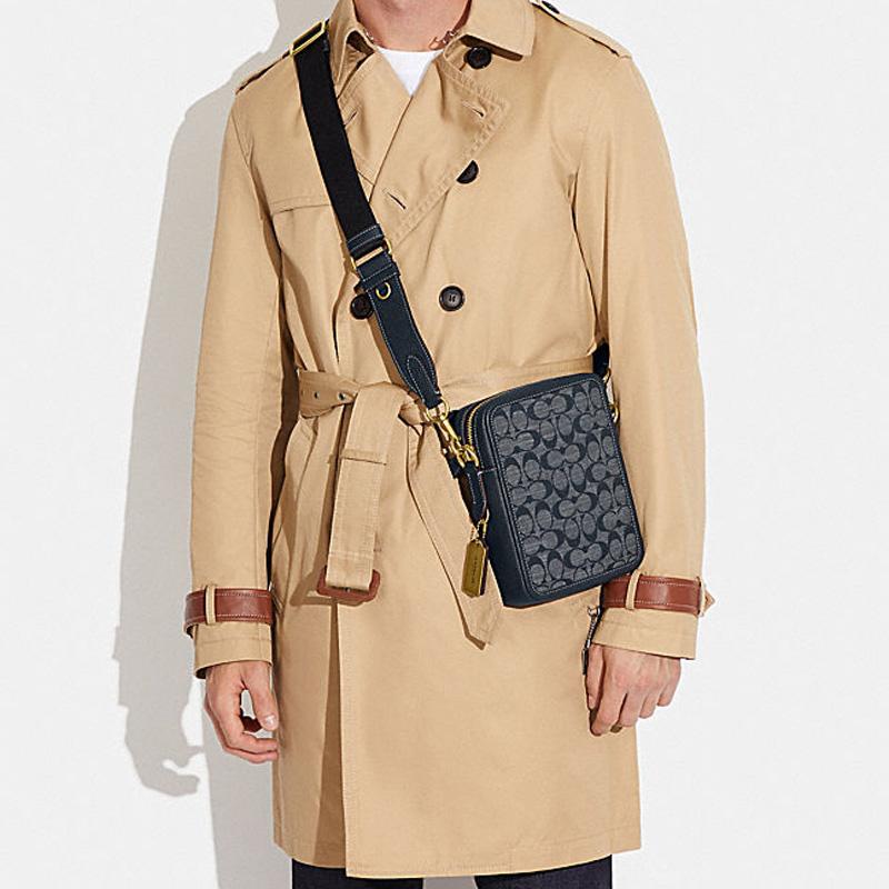 New COACH Sullivan Jacquard Fabric With Cow Leather Crossbody Bag, Shoulder Bag Trumpets Men's Denim CG996-B4DE