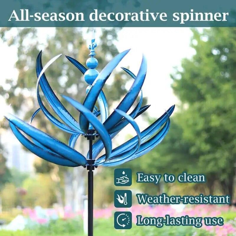 Wind Spinner Metal Windmill 3D Wind Powered Kinetic Sculpture Lawn Metal Wind Solar Spinners Yard and Garden Decor