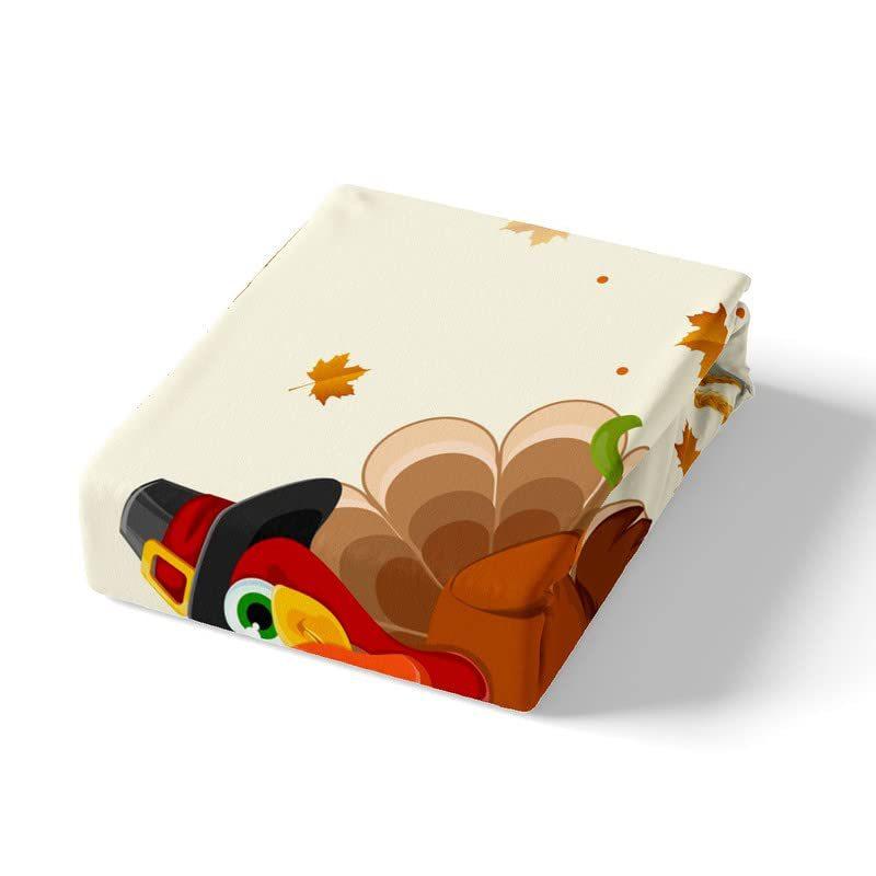 Turkey Three-Piece Quilt Cover 3D Digital Printing Bedding Autumn Pumpkin Maple Leaf Bed Cover