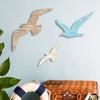 3 шт. Деревянный Декор Стены Чайка Морская Пляжная Прибрежная Тема Маленькие Морские Птицы Настенное Искусство Домик у Озера Океанская Настенная Скульптура для Дома Ванной