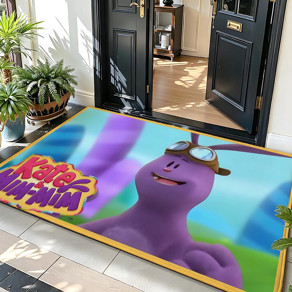 Cartoon K-Kate & M-Mim-Mim Floor Mat Soft Flannel Floor Mat Suitable for Entryways, Living Rooms, Bedrooms, and Bathrooms