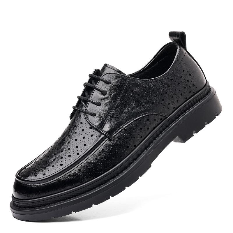 Men's shoes 2025 new dress hollow leather shoes men's summer breathable British style casual shoes trend
