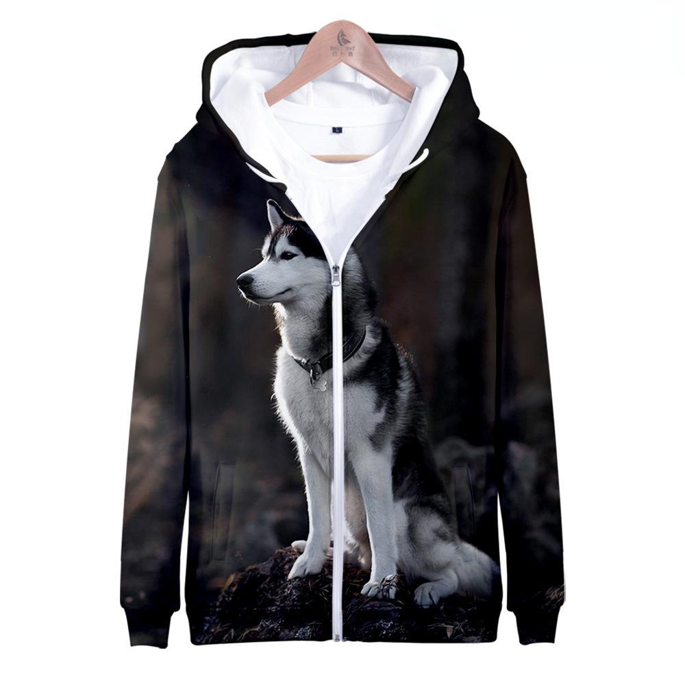Autumn Dog Husky 3D Print Zip Hoodie Women Men Children Harajuku Sweatshirt Streetwear Hip Hop Zipper Hooded Jacket Male Tracksuit