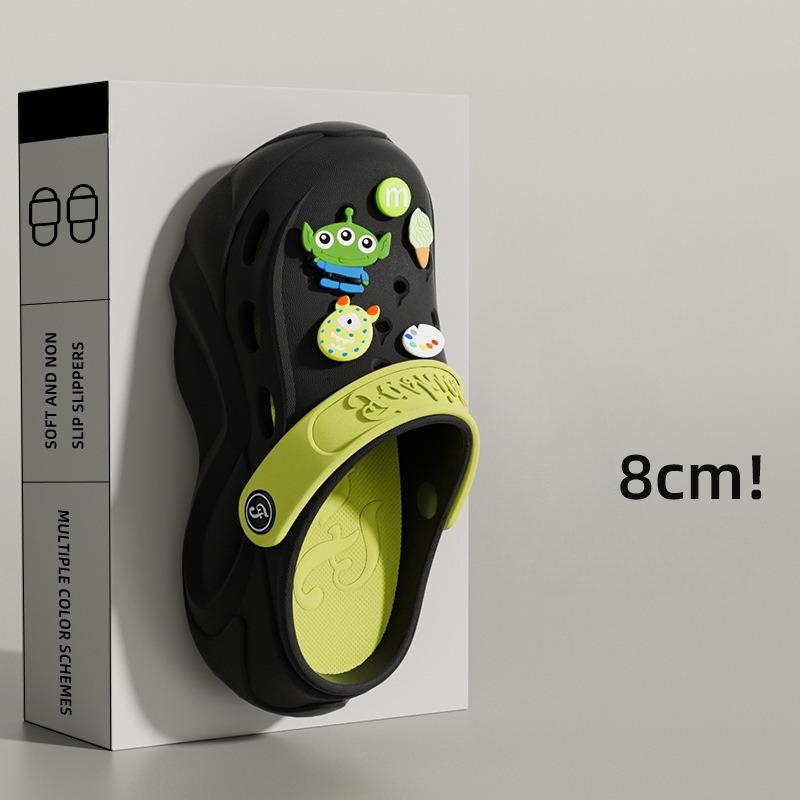 Разноцветные массивные сабо на платформе для женщин, лето 2024, пляжные сандалии с мягкой толстой подошвой, женские нескользящие тапочки на танкетке из ЭВА