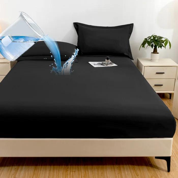 1PC Waterproof Fitted Sheet Soft Comfortable Breathable Bedding 360 Degree Full Surround Mattress Cover for Single Double Bed