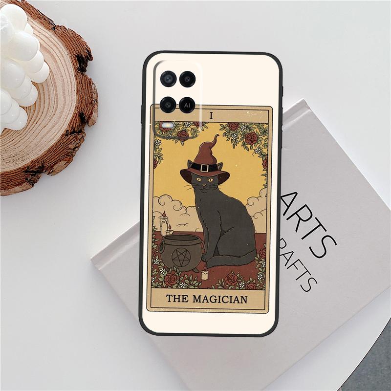Чехол-брелок с картой Таро и милыми кошками для Oppo A96 A58 A18 A38 A78 A98 A17 A77 A80 A40 A60 A16 A76 A74 A94 A54 A15 A57S