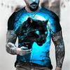 Мужская футболка в стиле Tough Guy с леопардовым принтом, с короткими рукавами и 3D принтом, креативная уличная летняя повседневная одежда