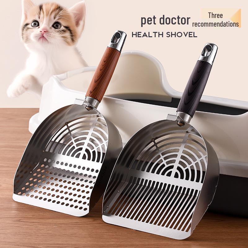 Stainless Steel Cat Litter Scoop with Fine Mesh, Large Portable Poop Scooper, Non-Slip Handle