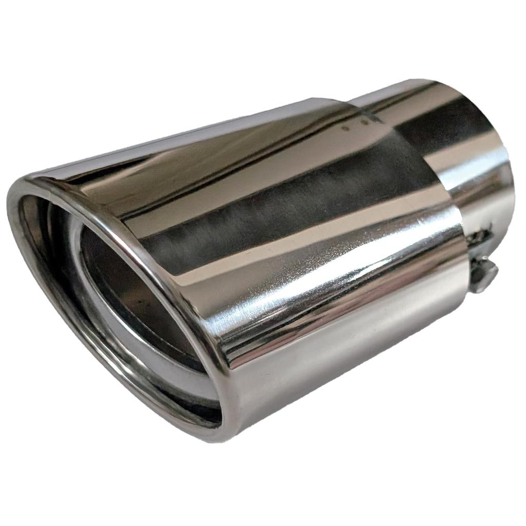 Sakurawing General Purpose Muffler Cutter, Downward Facing, Single, Slash, Oval, Flip-up, 1 Piece, Stainless Steel, Light, Car, Silver, Straight