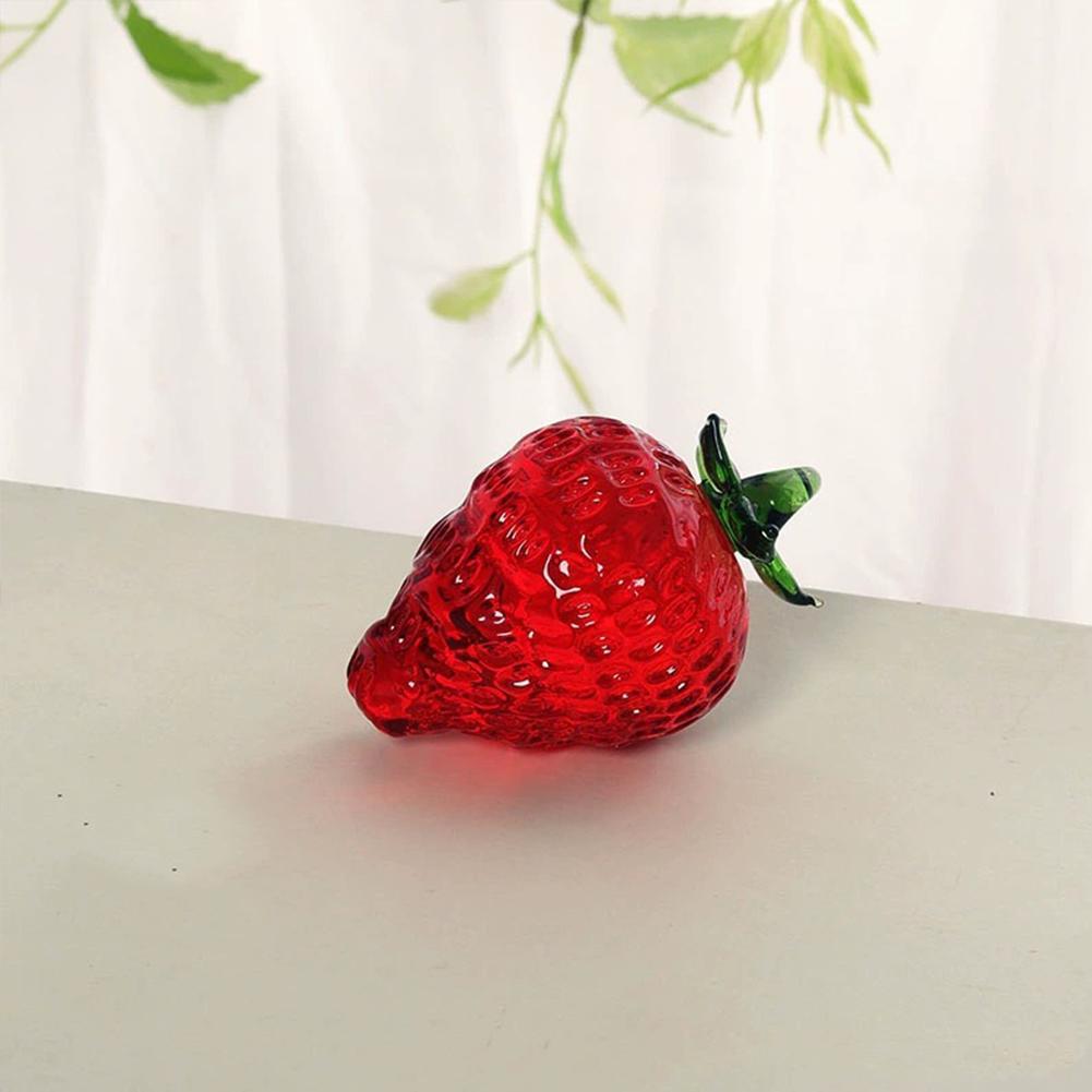 Red Strawberry Glass Decorative Fruit For Table