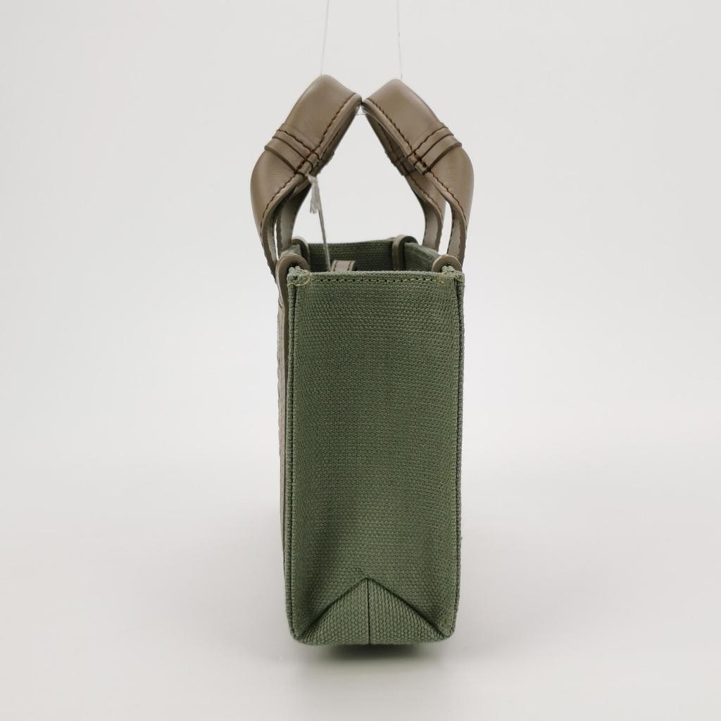[Pre-Owned] Woody Logo Embroidered Solid Color Linen Canvas And Glossy Calfskin Tote Bag Shopping Bag Shoulder Crossbody Handbag Min - Unused #1XNW57U