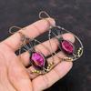 Граненые серьги из кашмирского рубина, медная проволочная обертка, серьги из натурального драгоценного камня, медные украшения, серьги ручной работы, проволочные украшения, подарок для мамы
