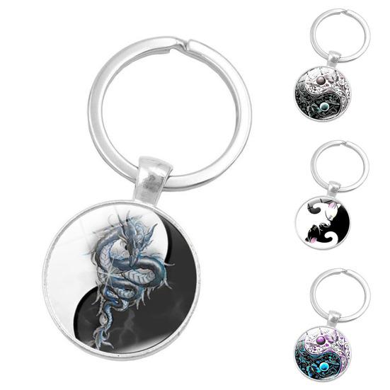 Креативный Инь Ян Тай Чи стеклянный кулон с кабошоном брелок для ключей держатель подарок