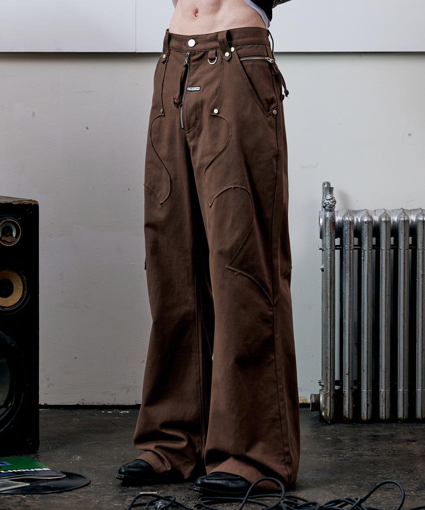 THEVINYLHOUSE Western Boots Cut Pants Brown