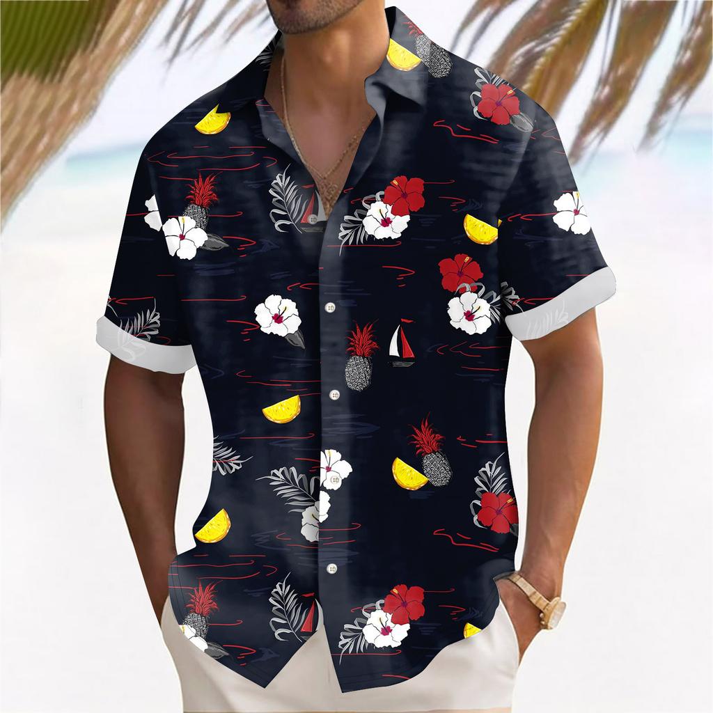Hawaiian Shirt For Men, Men's Vintage Button Down Bowling Shirts Short Sleeve Summer Beach Shirt