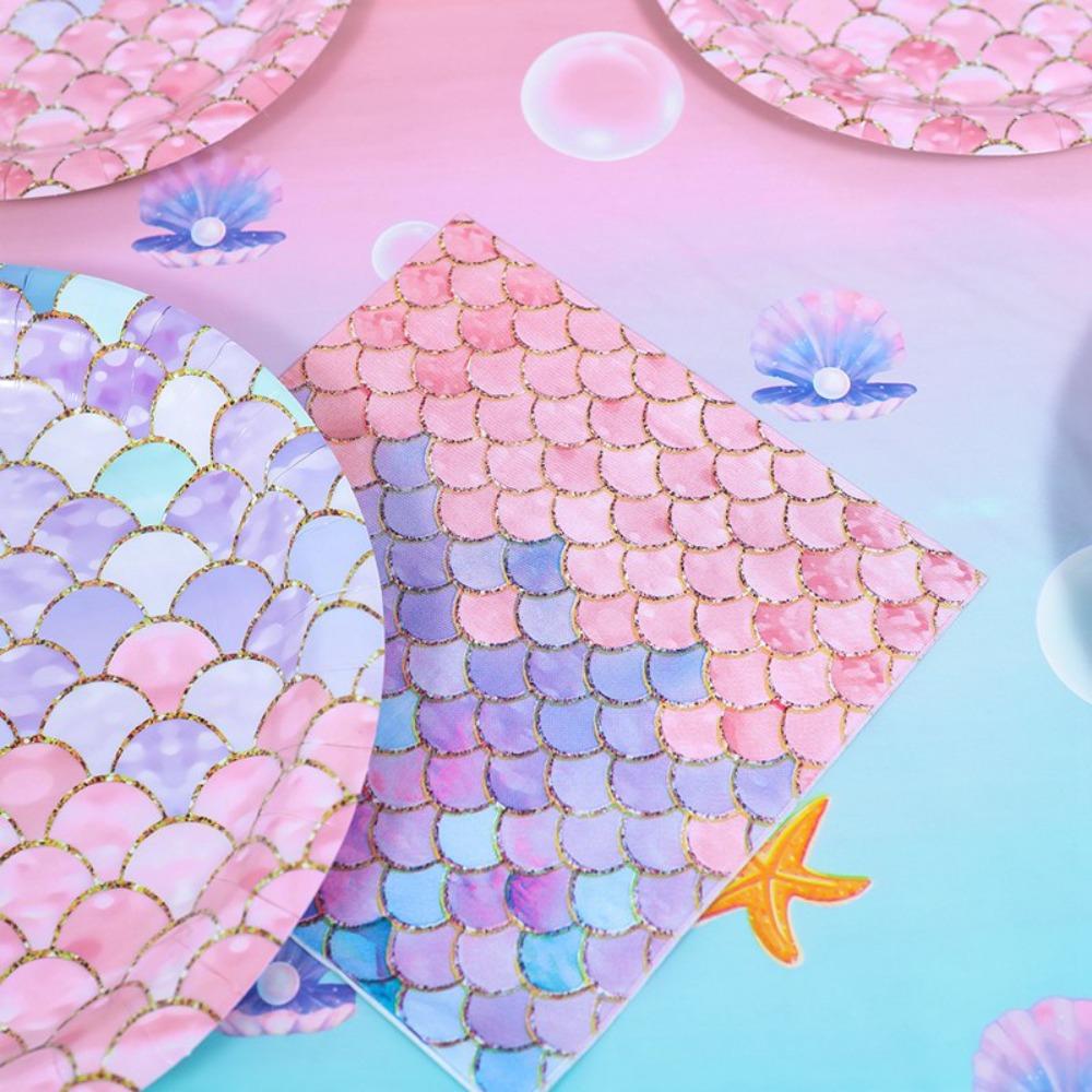 Napkin Birthday Under the Sea Little Mermaid Party Paper Plate Disposable Tableware Set Paper Cup