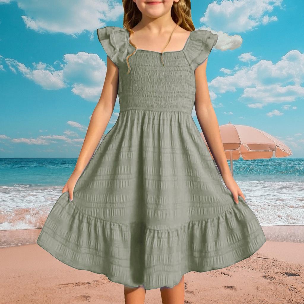 Платье для девочек весна-лето с рукавами-фонариками, расклешенное платье принцессы для вечеринки