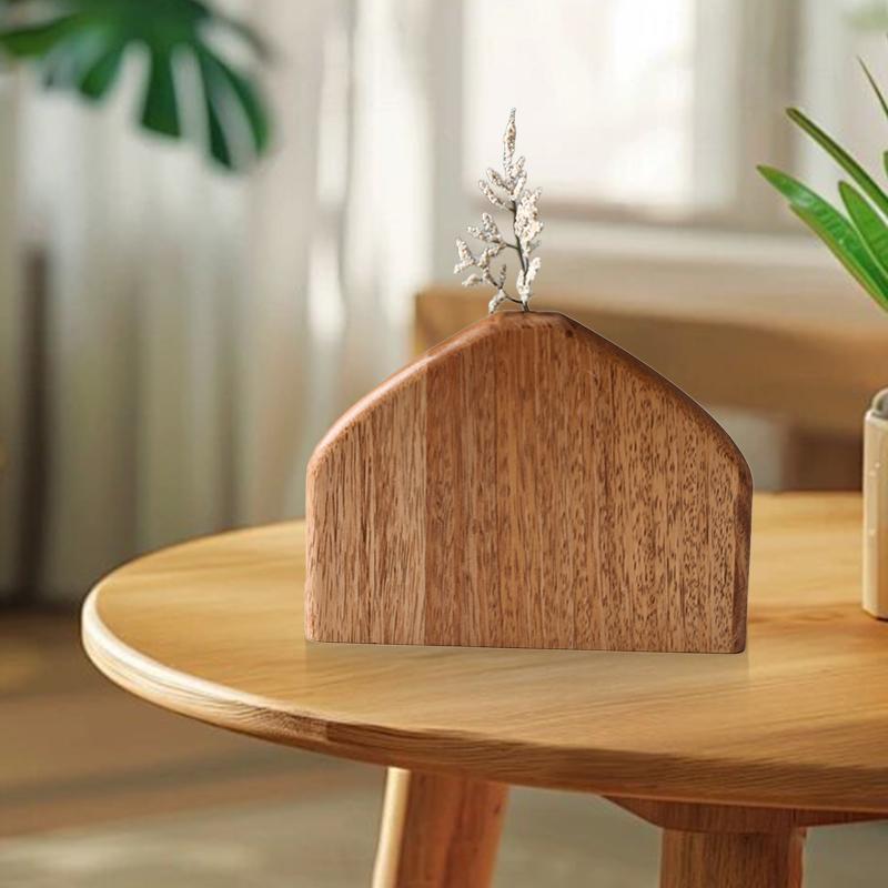1PC Wooden Ornament Table Craft Ornament Home Irregular Wooden Vases Durable Fried Flower Vase Vintage Mango Wood Rustic