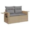 VidaXL Canapé de jardin avec coussins 2 places beige résine tressée 366106