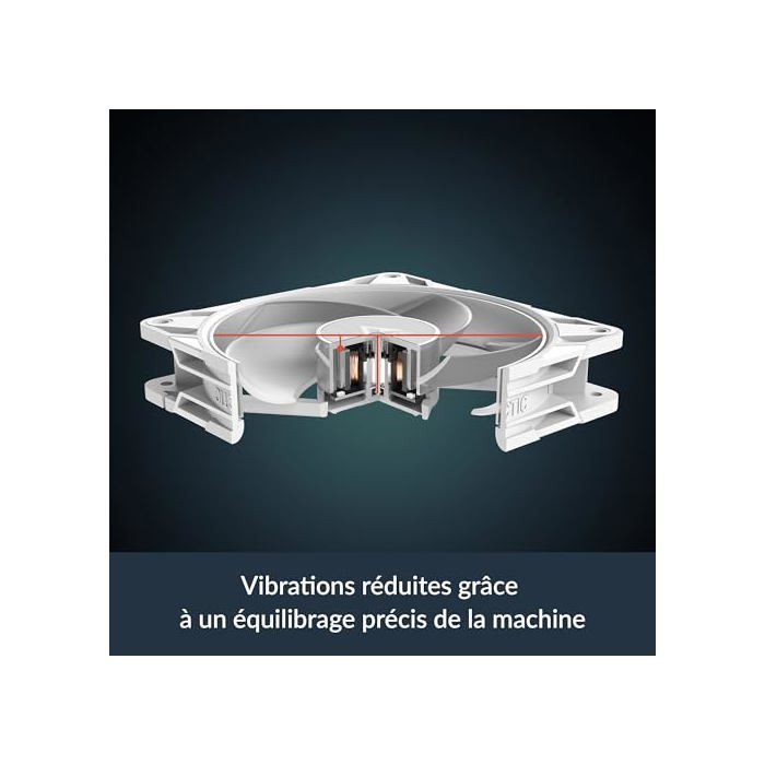 Ventilateur PC 120 mm - ARCTIC - Flux d'air inversé - Blanc - PWM 500-3000 rpm - 3 pièces - 12x12x2.7 cm