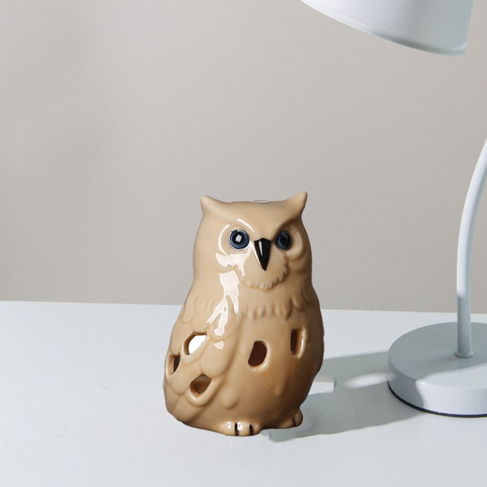Creative Incense Burner Ceramic Owl Statue Tabletop Ornament Essential Oil Furnace  Party