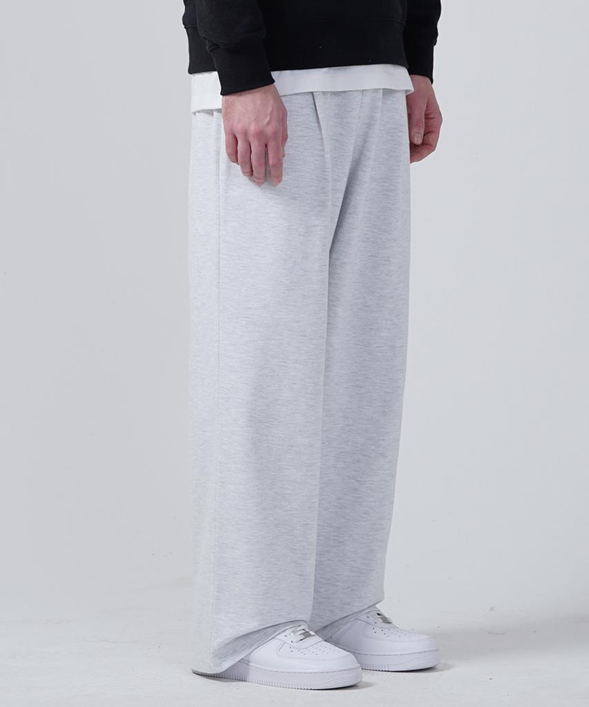 GAKKAI UNIONS Single-Pleat Wide Sweatpants White Melange