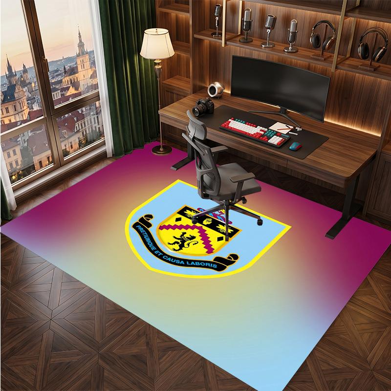 Burnley Football Print Crystal Velvet Rug, Comfortable Water Absorbent Non Slip Indoor Floor Carpet