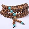 Meditation Wood Tibetan Rosary Beads 108 Turquoise Bracelet Wenge Buddhist