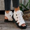 5.5cm Cowhide Ankle Roman Sandals Women Summer New Style Ladies Fashion Thick Sole Retro Cool Boots Flat Wedges Student Sandals